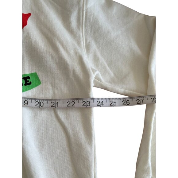 Zara Graphic Hoodie Sz Small White “Brief Romance” Flaming Heart Abstract Art - Picture 9 of 9